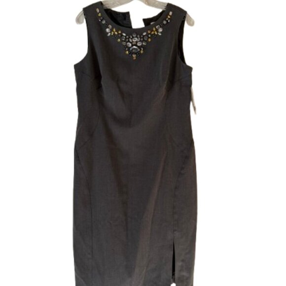 Sandra Darren Gray Sleeveless Sheath Dress with Embellishments - 12 - Picture 1 of 7